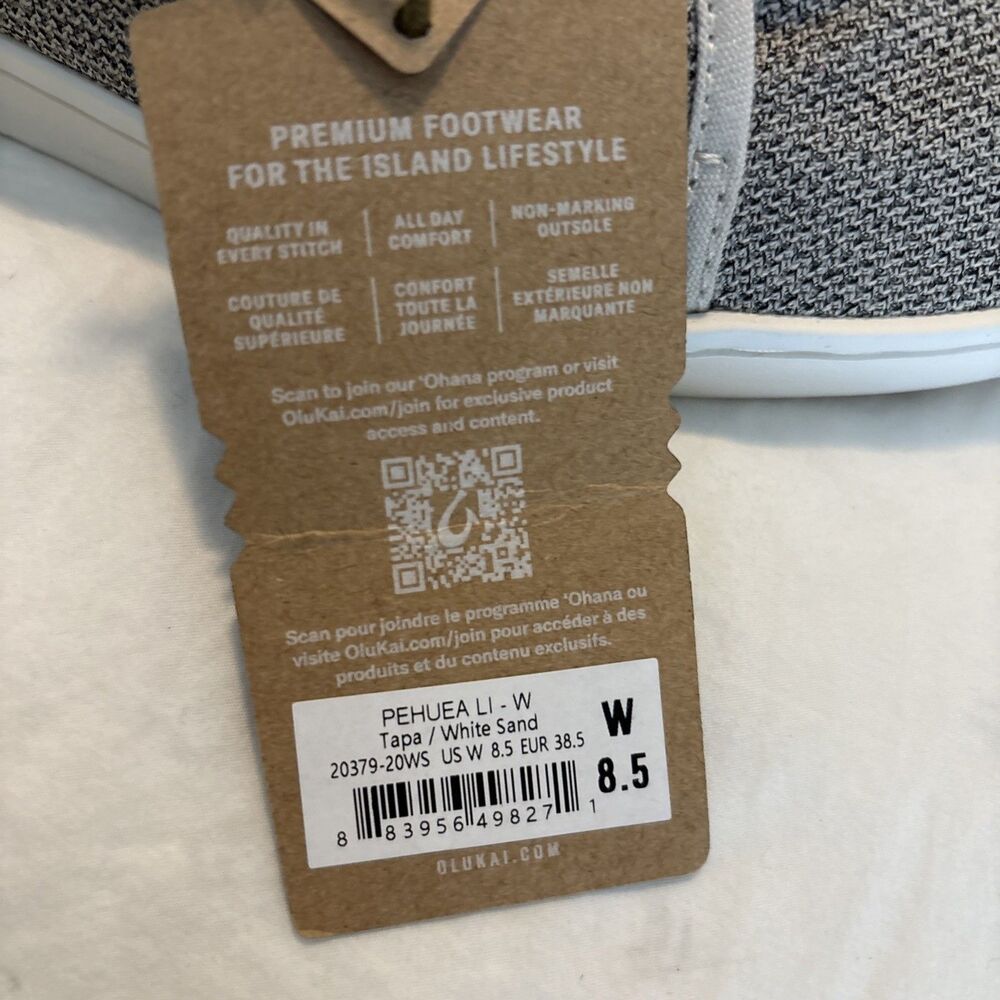 OluKai Pehuea Li Womens Size 8.5 Tapa White Sand Casual Sneakers 20379 NEW - Picture 3 of 8